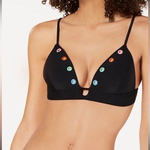 Hula Honey Women's Festival Dream Embellished Hipster Top Swimsuit Black